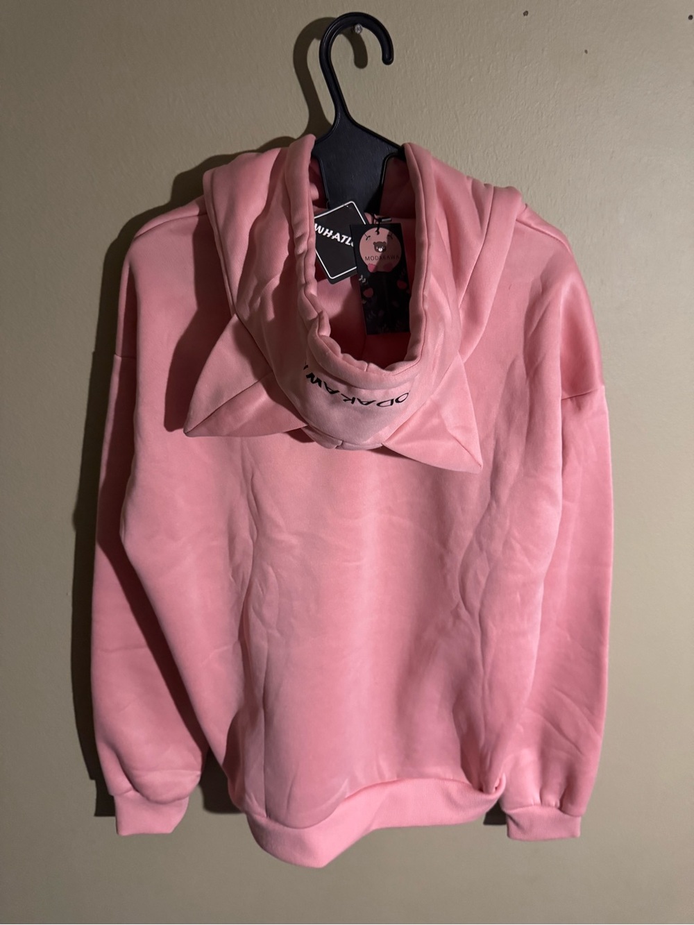 Modakawa Pink Fox Ear Hoodie, Soft, New With Tags, Adult Size Large. New.